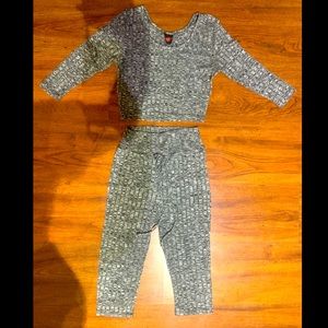 GRAY CROPPED SHIRT & KNEE SHORT SET